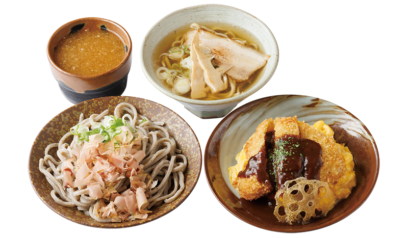 越前おろしそば、ボルガライス、たけふ駅前中華そばのセット