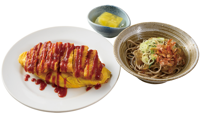 越前おろしそば、ボルガライス、小鉢のセット